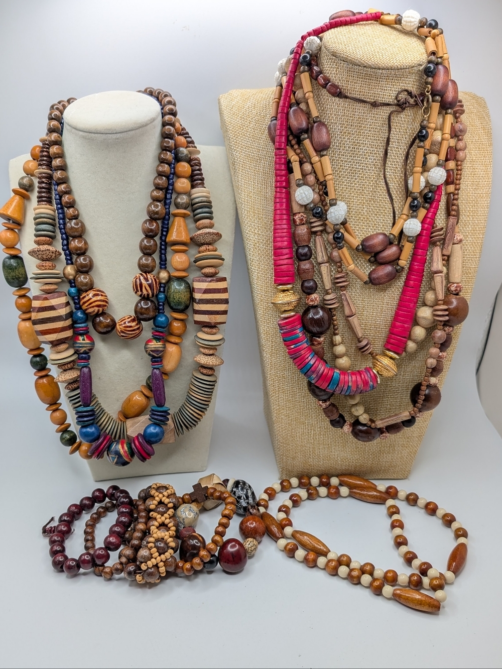 Wood Jewelry Lot 14 Pieces